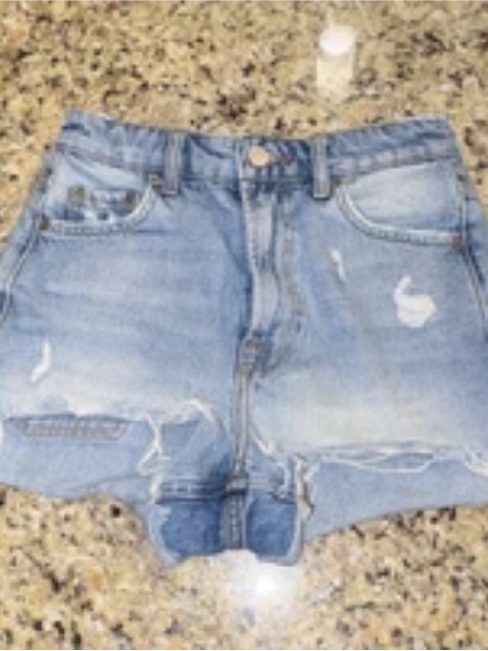 Zara Light Blue Distressed Denim Cutoff Shorts